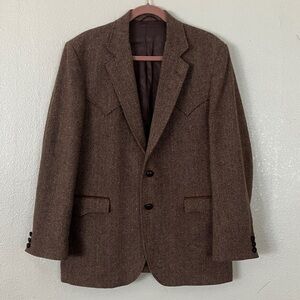 VTG Circle S X Kenny Rogers Herringbone Western Blazer Jacket, 42L